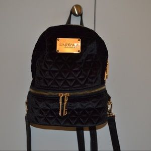 Bebe Black Velvet Mini Backpack